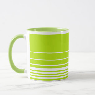 Complex Stripes in Lime Green and White  Mug