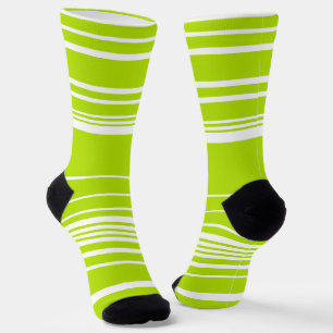 Complex Stripes in Lime Green and White Socks