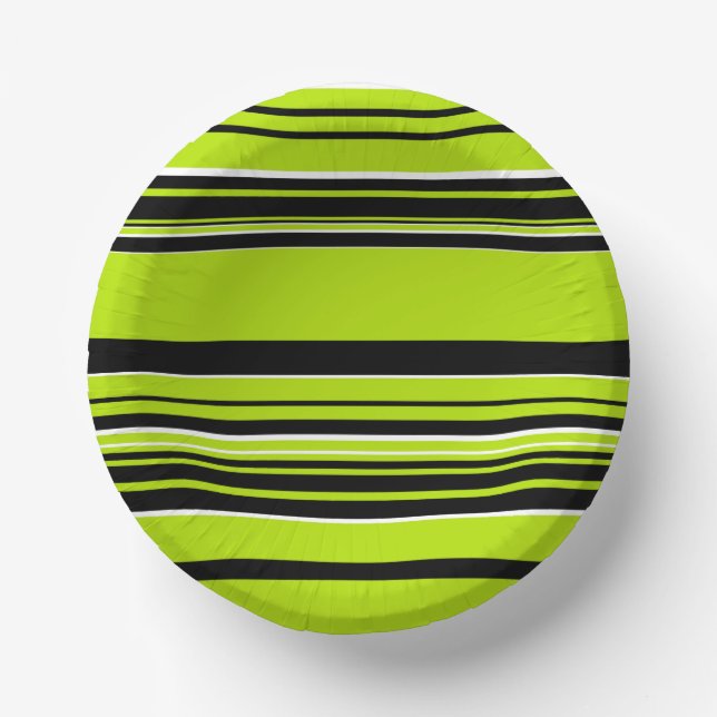 Complex Stripes - Lime Green Paper Bowls (Front)