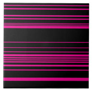 Complex Stripes - Magenta and Black Ceramic Tile