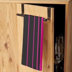 Complex Stripes - Magenta and Black Kitchen Towel