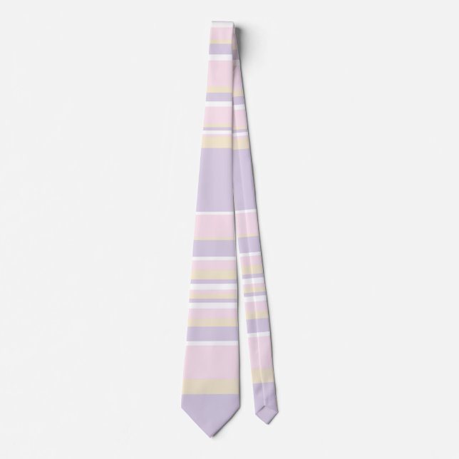 Complex Stripes - Pastel Pink, Yellow and Purple Neck Tie (Front)