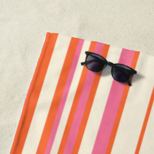 Complex Stripes - Pink, Orange and Cream Beach Towel