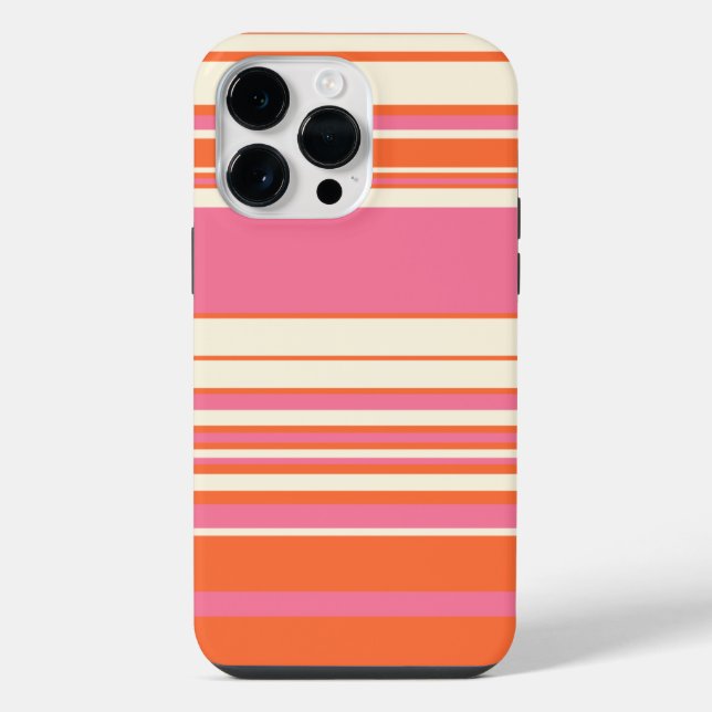 Complex Stripes - Pink, Orange and Cream Iphone Case (Back)