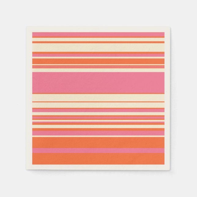 Complex Stripes - Pink, Orange and Cream Napkins (Front)