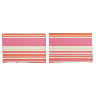 Complex Stripes - Pink, Orange and Cream Pillow Case