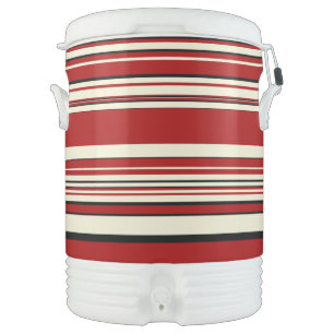 Complex Stripes - Red & Cream Beverage Cooler