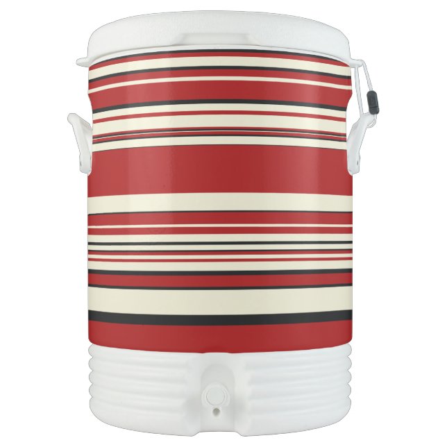 Complex Stripes - Red & Cream Beverage Cooler (Front)