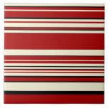 Complex Stripes - Red &amp; Cream Ceramic Tile