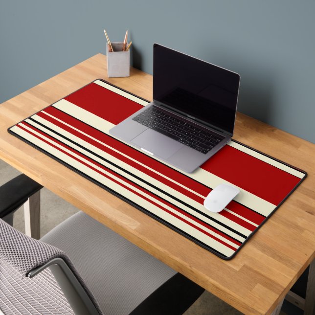 Complex Stripes - Red & Cream Desk Mat (Office 2)