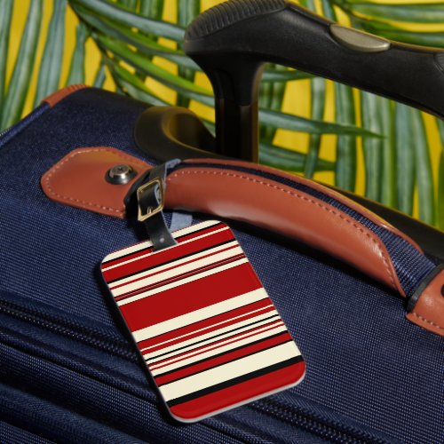 Complex Stripes _ Red  Cream Luggage Tag