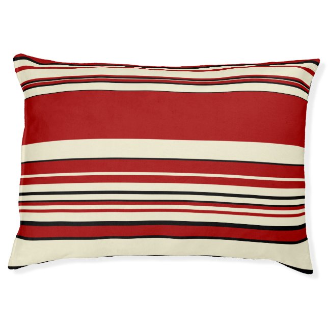 Complex Stripes - Red & Cream Pet Bed (Front)