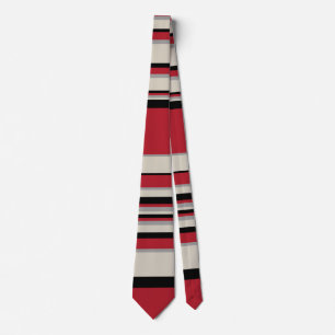 Complex Stripes - Red, Grey, Black and Bone White Neck Tie