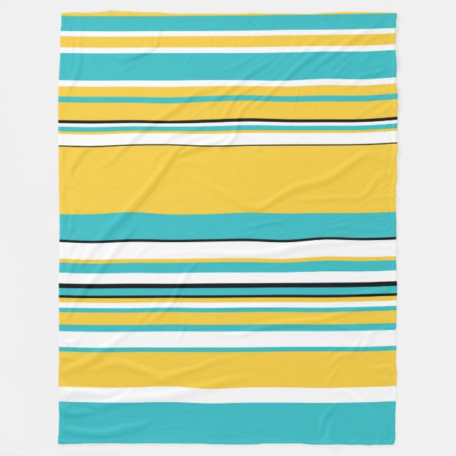 Complex Stripes - Turquoise and Yellow Fleece Blanket (Front)