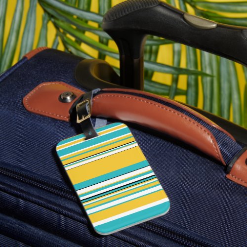 Complex Stripes _ Turquoise and Yellow Luggage Tag