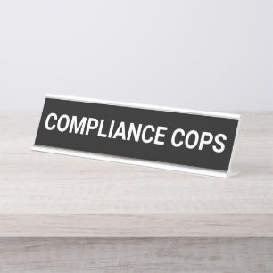 Compliance Cops Funny Office Auditor Desk Name Plate