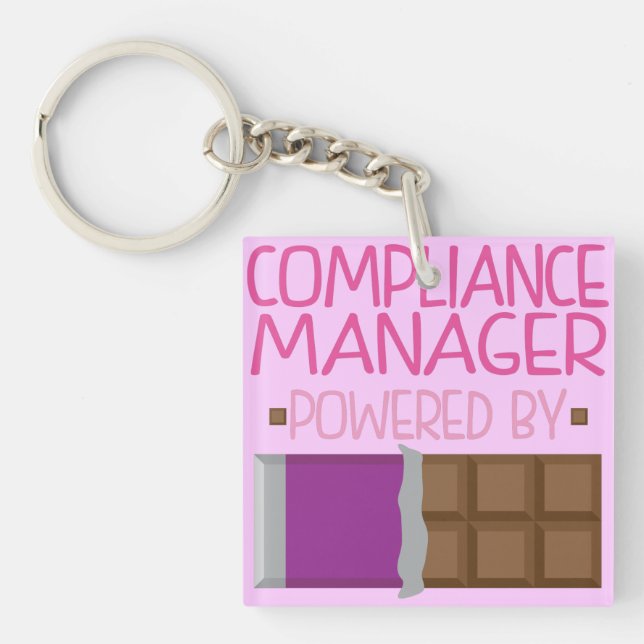 Compliance Manager Chocolate Gift for Her Keychain (Front)
