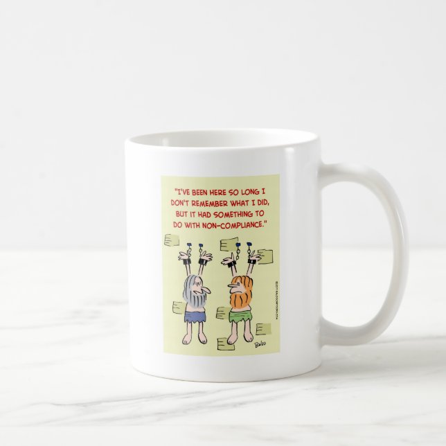 compliance non-compliance hanging prisoners coffee mug (Right)