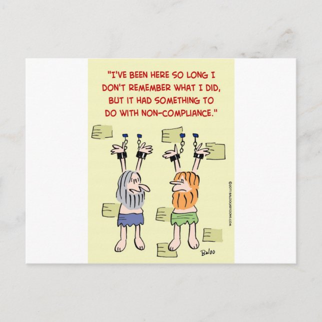 compliance non-compliance hanging prisoners postcard (Front)