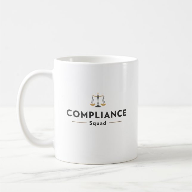 Compliance Squad – Legal Team Minimalist Design Coffee Mug (Left)