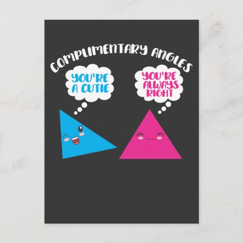 Complimentary Angles Math _ Cute Geometry Pun Postcard