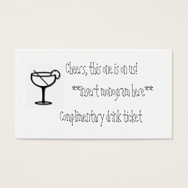 Complimentary drink ticket (Front)