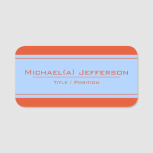 Complimentary Red Orange and Cornflower Blue Chic Name Tag