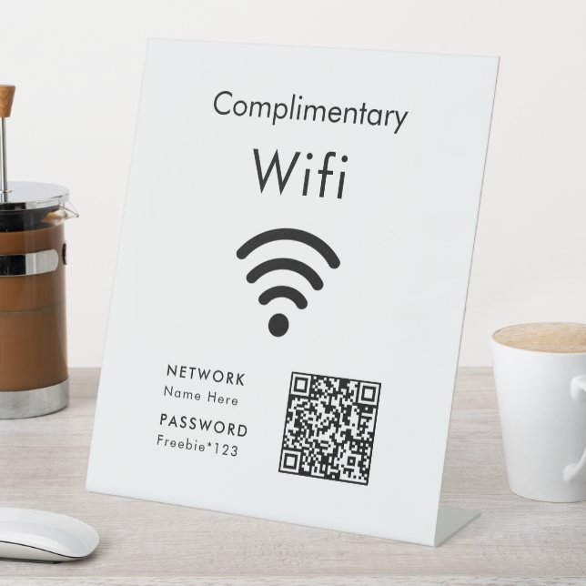 Complimentary Wifi Code Black & White Pedestal Sign (In SItu)