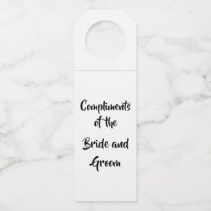 Compliments of the Bride and Groom Bottle Hanger Tag