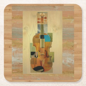 Composed Violin Square Paper Coaster by missprinteditions at Zazzle