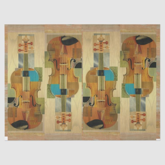 Composed Violins Instrument Parts Collage Tissue Paper (Front)