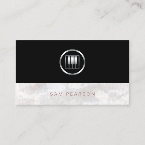 Composer Songwriter Bold Silver Piano Keys Icon Business Card