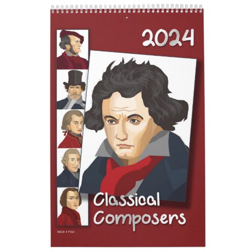 Composers Portraits Modern Style 2024 Calendar