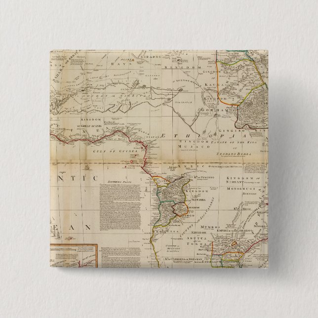 Composite Africa hand colored map Button (Front)