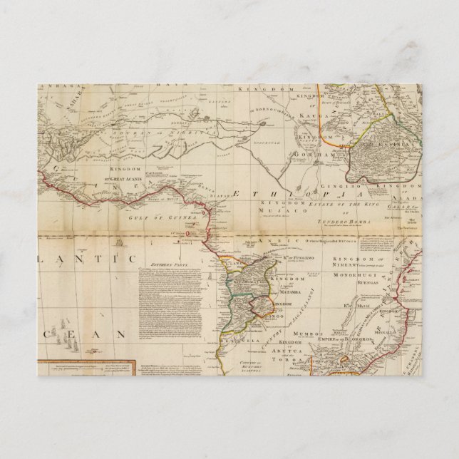 Composite Africa hand colored map Postcard (Front)