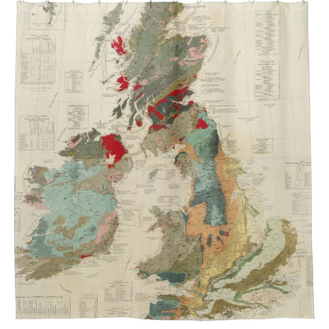 Composite Geological, palaeontological map Shower Curtain (Front)