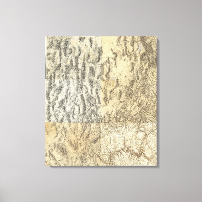 Composite Map of Arizona, Nevada, and Utah Canvas Print (Front)