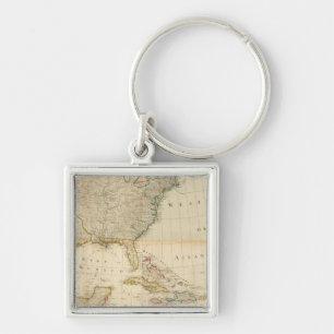 Composite North America hand colored map Keychain