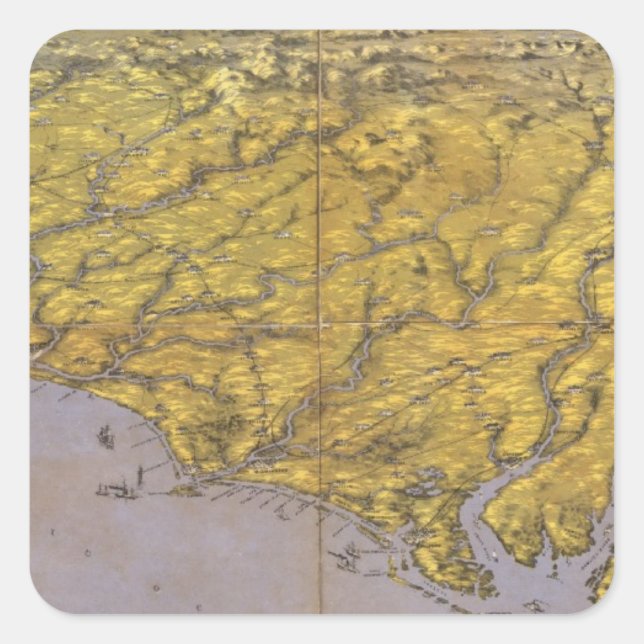 Composite Panorama of the Seat of War Square Sticker (Front)