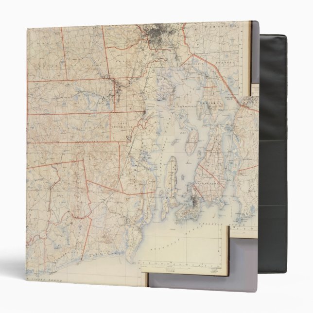 Composite Rhode Island Map 3 Ring Binder (Front/Inside)