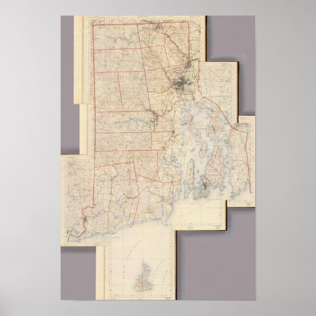 Composite Rhode Island Map Poster (Front)