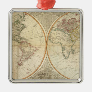 Composite World hand colored map Metal Ornament