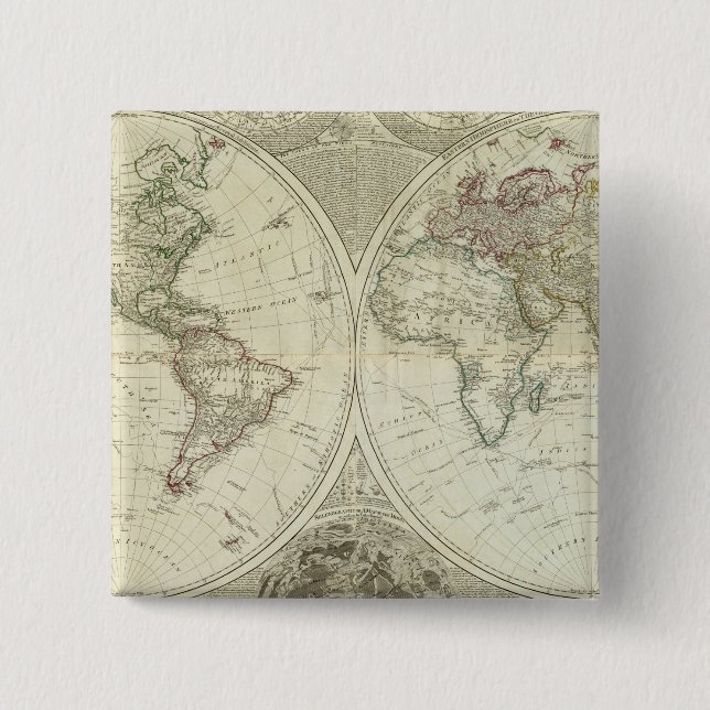 Composite World or terraqueous globe Button (Front)