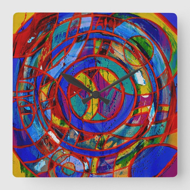 Composition #17 by Michael Moffa Square Wall Clock (Front)