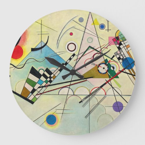 Composition 8 1923 by Wassily Kandinsky Large Clock