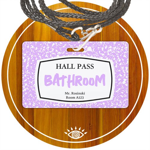 composition book bathroom hall pass for educators badge