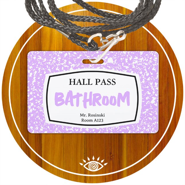 composition book bathroom hall pass for educators badge (Creator Uploaded)