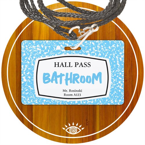 composition book bathroom hall pass for educators badge