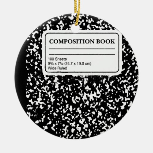 Composition Book Ceramic Ornament (Front)