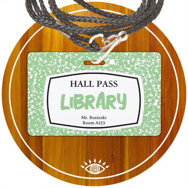 composition book library hall pass for educators badge (Creator Uploaded)